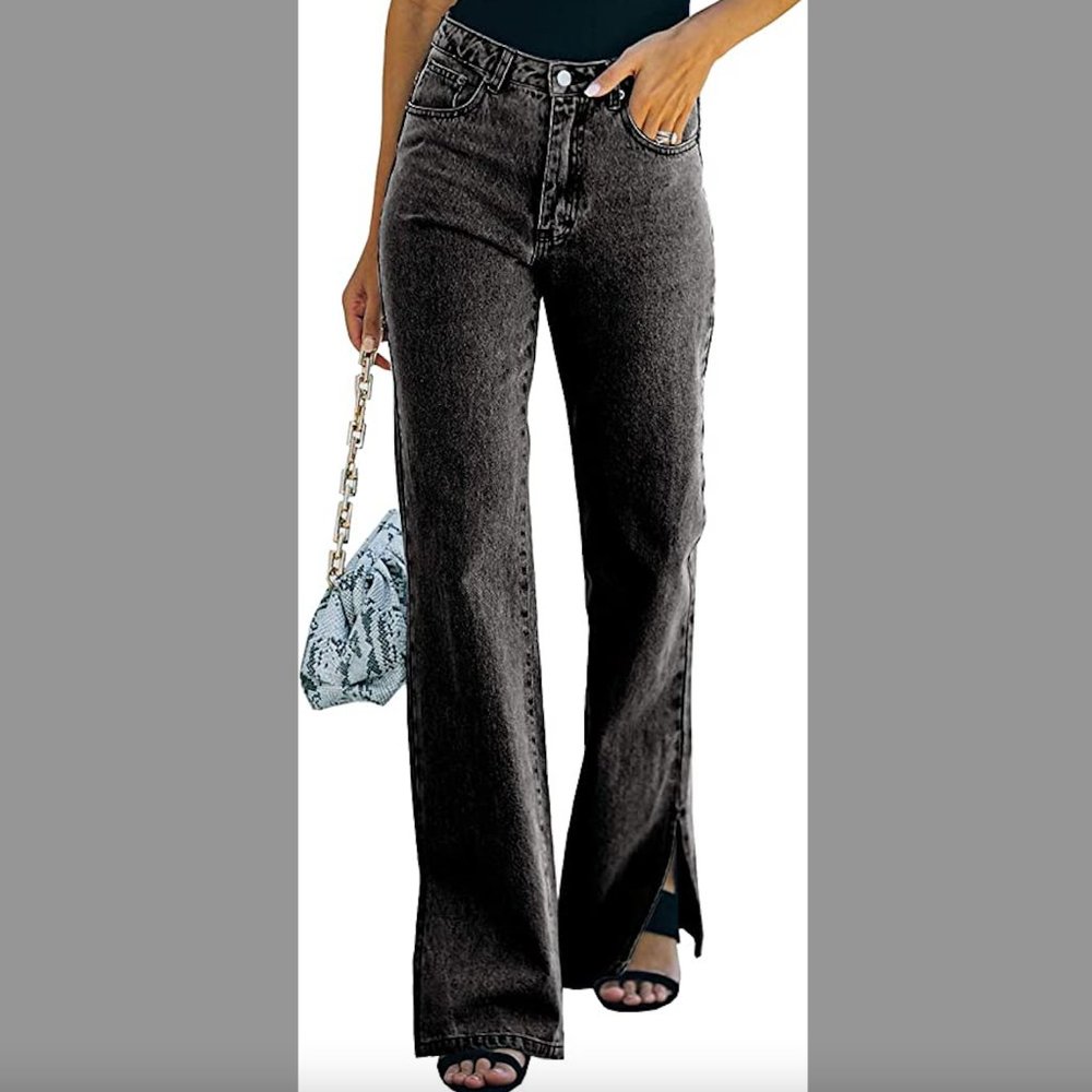❤️ High Waisted Flare Jeans with Split Ankle